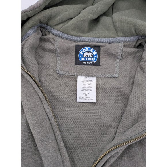 Polar King By Key Hoodie Mens Size Small Grey Thermal Lined Heavyweight Zippered - Picture 6 of 9